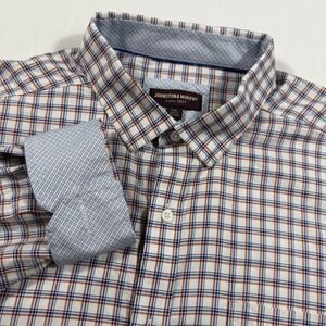 Johnston & Murphy XXL Plaid Dress Shirt Long Sleeve Button Up Menswear‎ EUC
